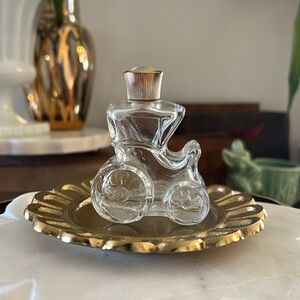 Vintage 1970s Avon Courting Carriage Moonwind Cologne Clear Glass + Gold Bottle